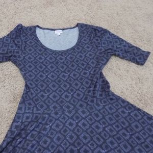 LulaRoe Nicole Dress Purple Diamond Print Large